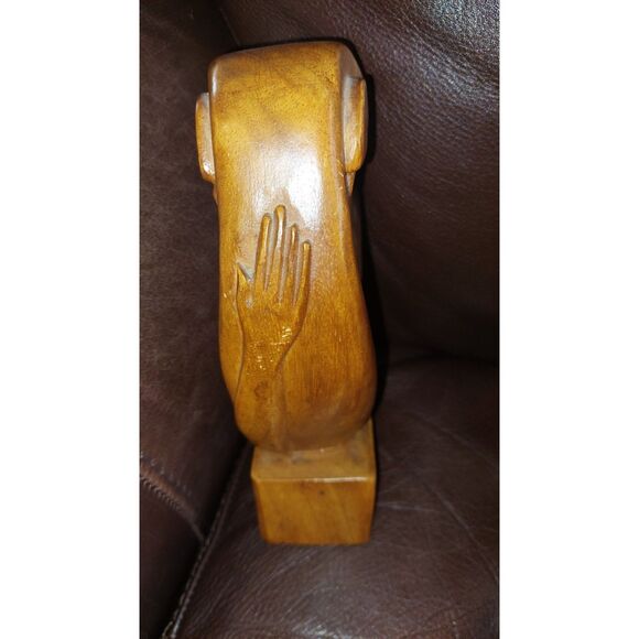 Vintage 8.25" Monkey Pod Wood Couple Sculpture – Alli Woods Honolulu - Picture 7 of 7